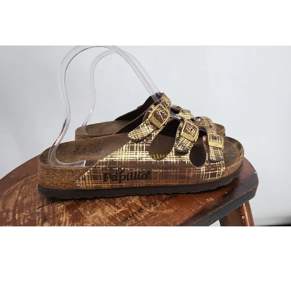 Youth Birkenstock Papillio Brown Gold 3 Strap Sandals Size 36 3.5y Women's 5‎